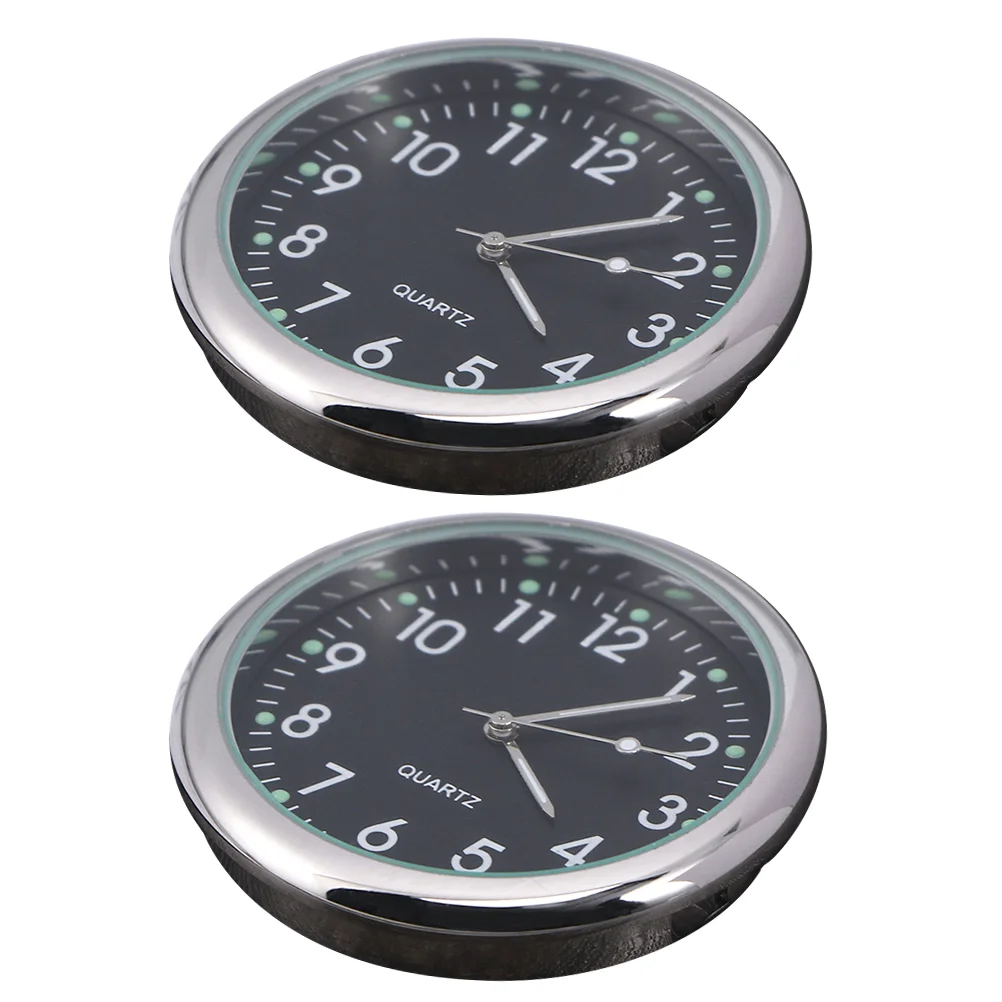 

2 Pcs Car Clock Night Light Clock Adhesive Clock Auto Clock Header Automotive Clock Vehicle Clock Glass Small Dashboard Clock
