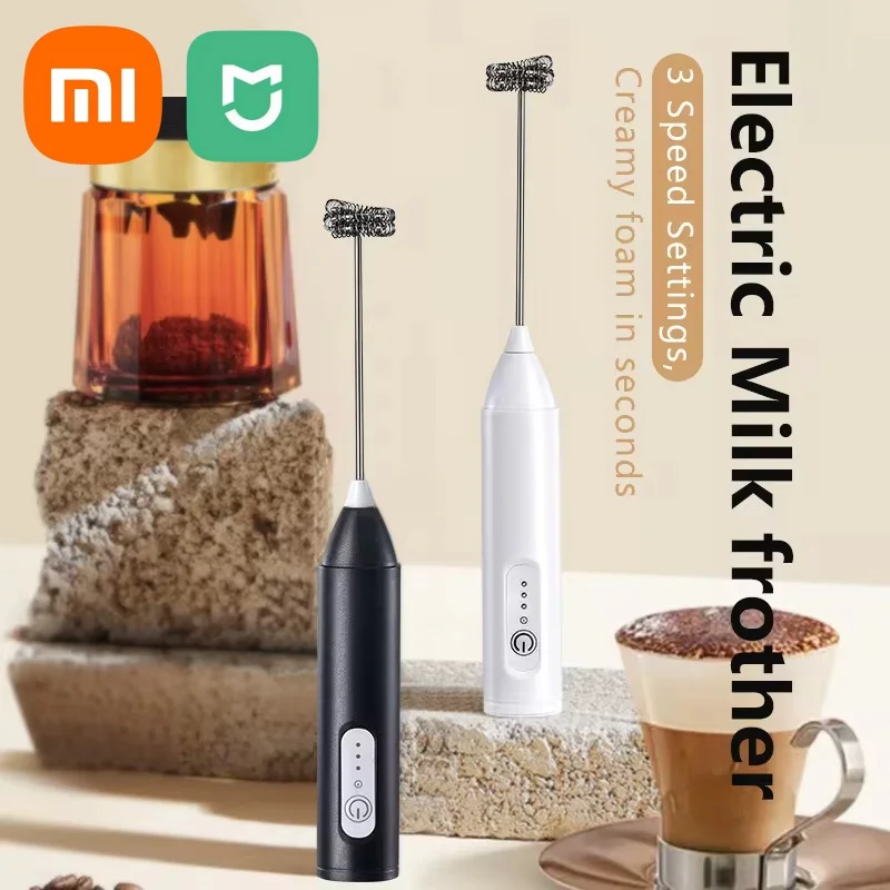 Фото Блендер Xiaomi ручной из нержавеющей стали, Электрический вспениватель молока, венчик для кофе, венчик для взбивания яиц, кухонные инструменты №1