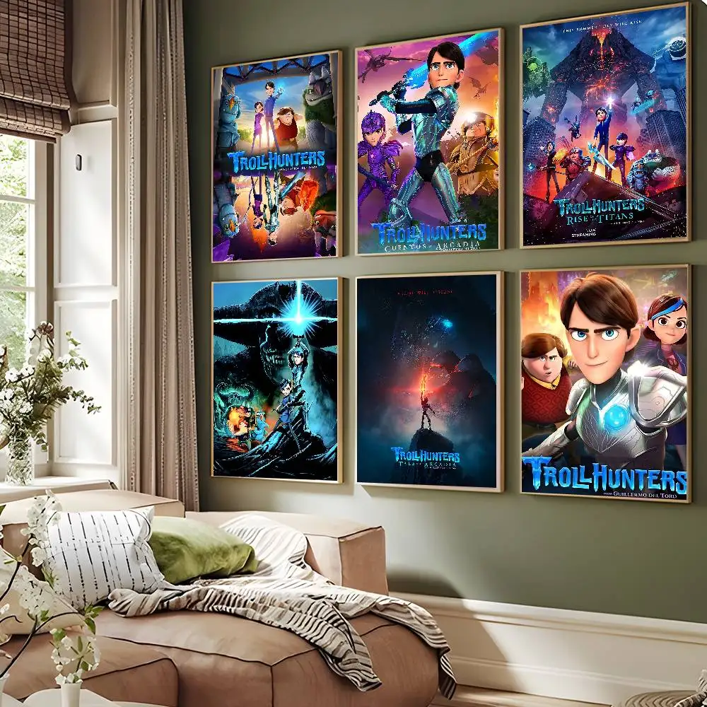 Фото Постер T-Trollhunters T-Tales Of A-Arcadia Whitepaper, постер высокого качества, настенная живопись, декор для стен кабинета №3