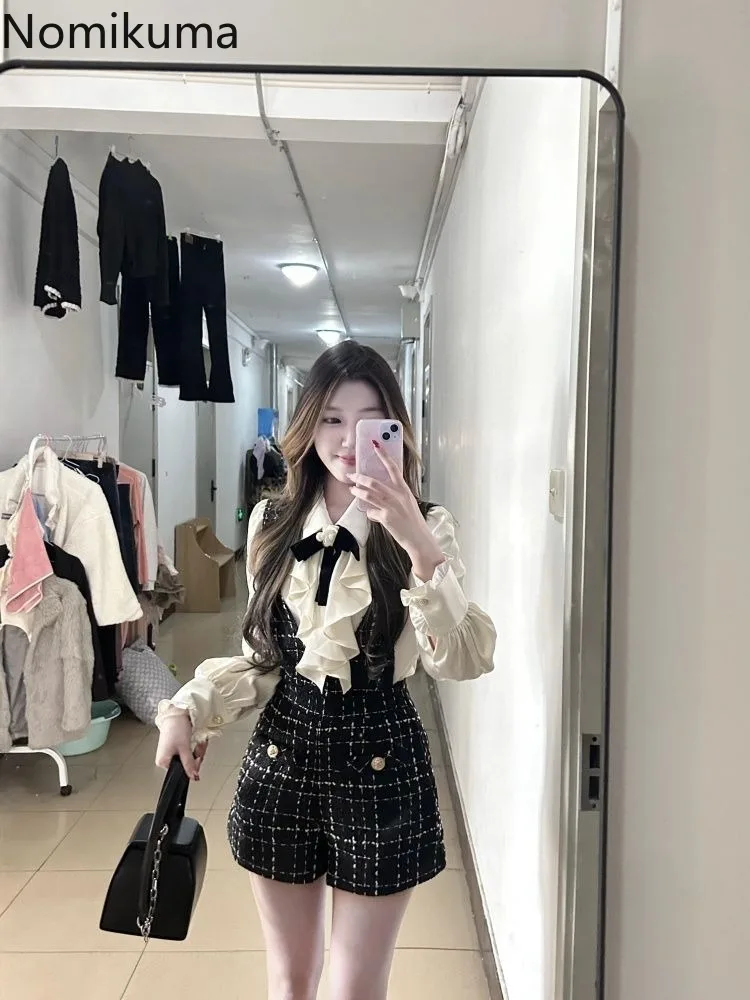 Комплекты из двух предметов женская одежда блузки с длинными рукавами и оборками