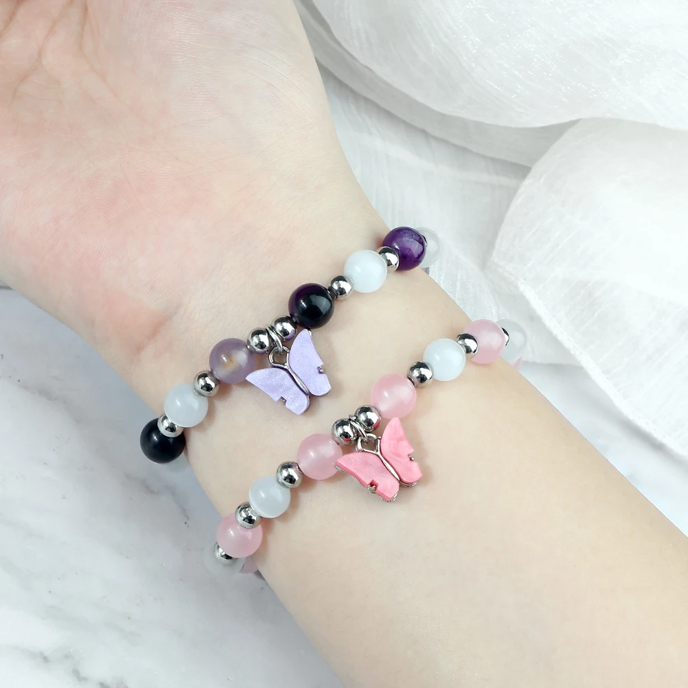 Женский браслет из бисера 8 мм цвета в ассортименте