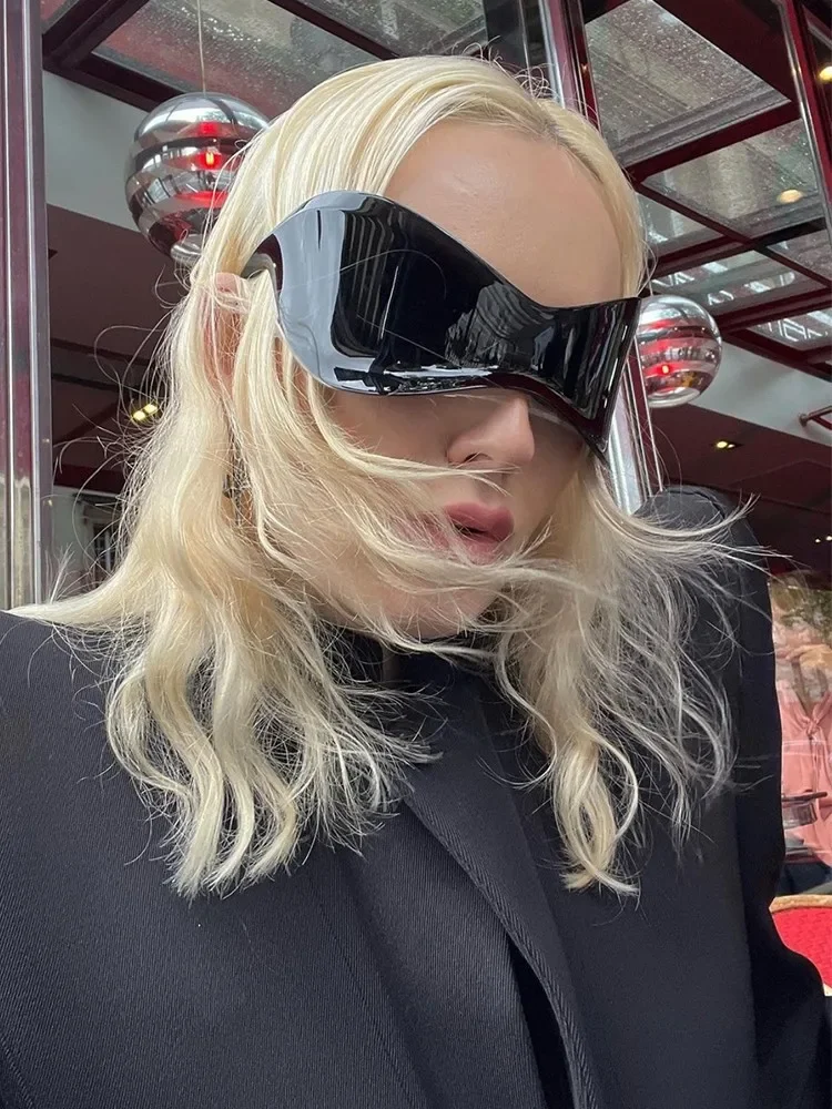 Панк Y2K солнцезащитные очки для женщин и мужчин потому что большие спортивные