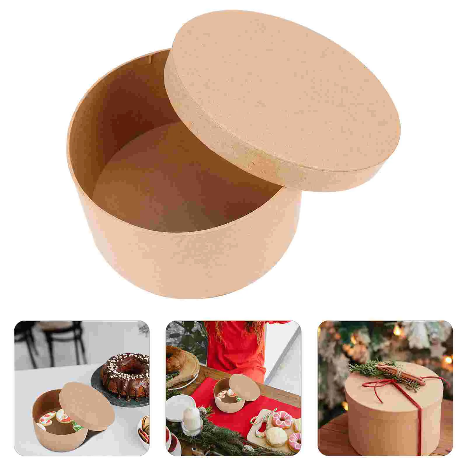 

Box Boxes Paper Cookie Round Kraft Cake Cupcake Container Bakery Gift Flower Mache Packaging Carrier Empty Holder Storage Treat