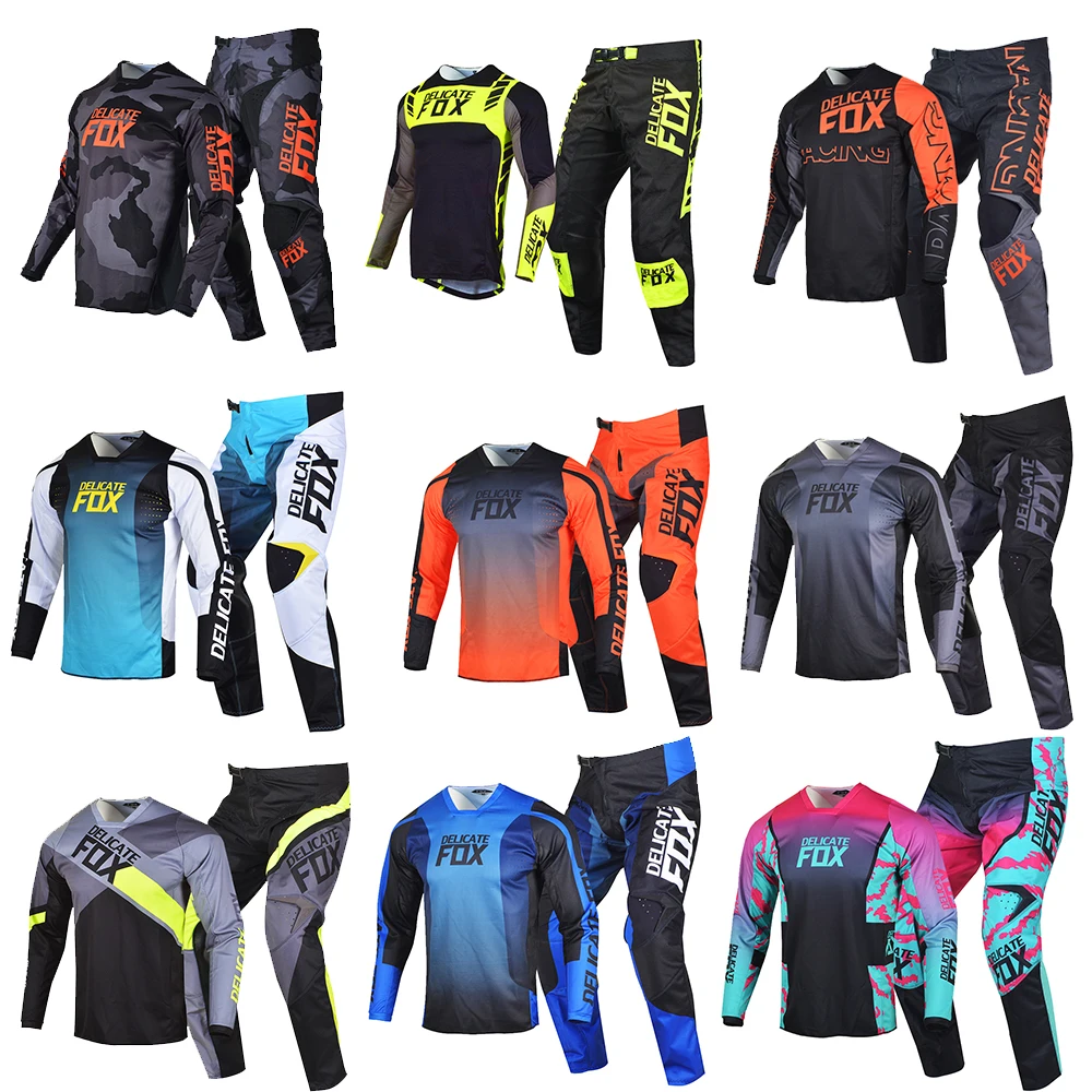 

Delicate Fox 180 360 Gear Set Motocross Jersey Pants Combo MX BMX Dirt Bike Outfit Mountain Bicycle Off-road Men Suit For Adult