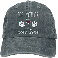 dog mother wine lover hiphop cap baseball cap adjustable vintage denim washed men and womens baseball caps adjustable