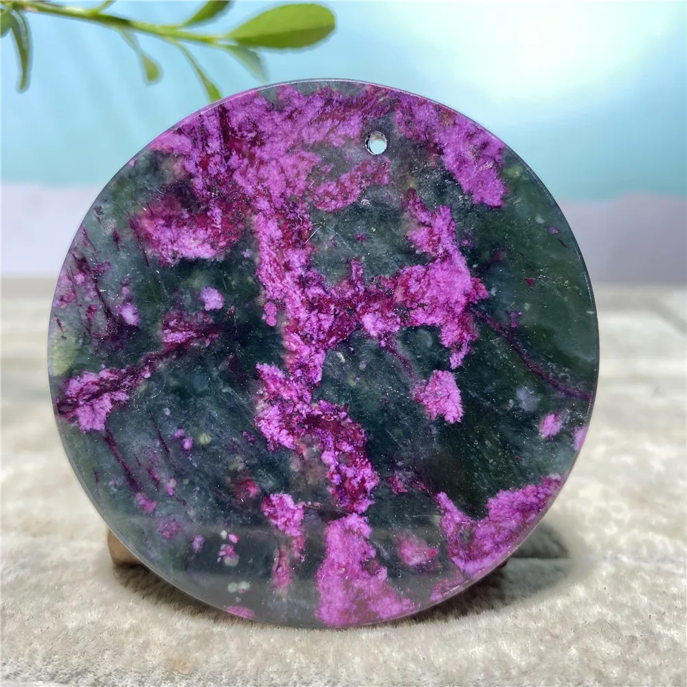 

Peach Blossom Jade Pendant Nummular Natural Stone Crystal Healing Room Decoration Holiday Meditation Reiki Witchcraft Gemstone