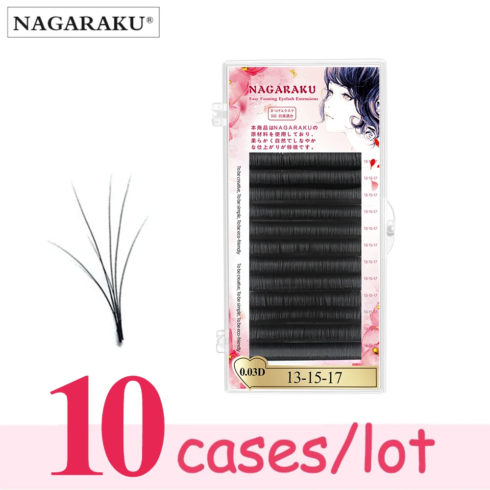 

NAGARAKU 10 Cases New Autofans Eyelash Easy Fanning Lashes Auto Floracion Mega Fan Russian Volume Two-Tone Lashes Makeup Cilia