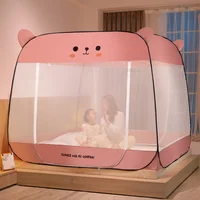 mosquito net on sales multi size bed netting free installment foldable canopy three doors zipper bear design kid room decoration