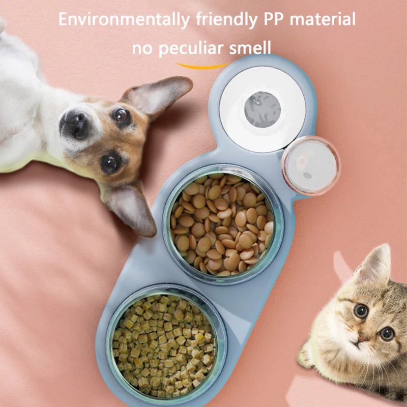 

Automatic Cat Food Feeder With Waterer Pet 3-in-1 Dog Drinking Bowl Raised Stand Dish Bowls For Kitten Puppy Water Dispenser