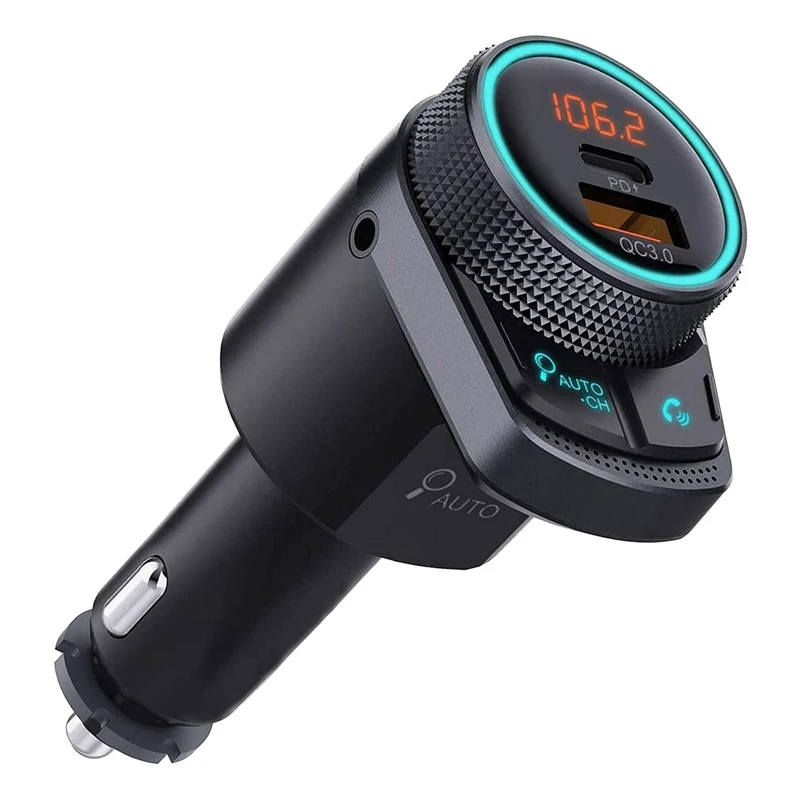 

Bluetooth 5.1 Car FM Transmitter Wireless Car Radio Adapter 20W PD Type C & QC3.0 Fast Charger LED Display Supports Siri