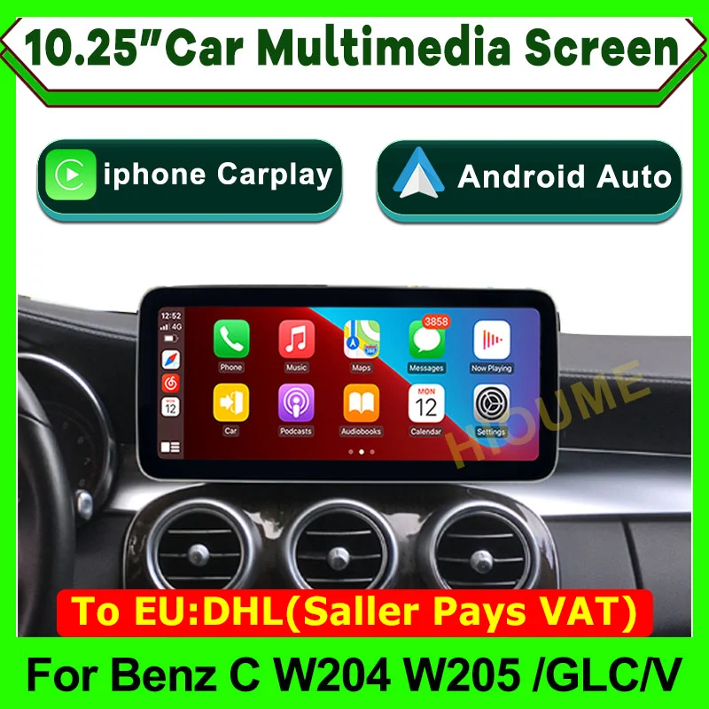 10 25 &quotБеспроводной автомобильный мультимедийный экран Apple CarPlay Android для Mercedes Benz C V