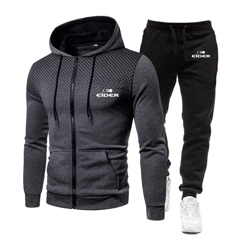 

Winter Men Suit Men's New eider Brand Sports Suits Printed Hoodie Sets Fleece Zip Sweatshirts Casual Sweatpants Autumn Sportswea