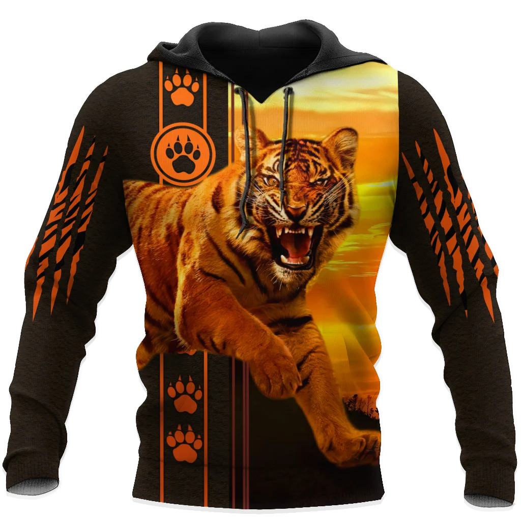 

Fashion spring and autumn tiger hoodie white tiger leather 3D all-printed men's sweatshirt unisex pullover casual jacket zipper
