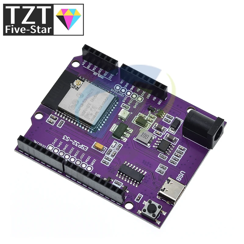 Модуль платы TZT D1 ESP32-S3 WiFi + Bluetooth 16 Мб Flash UNO R3 CH340 N16R8 для ESP32