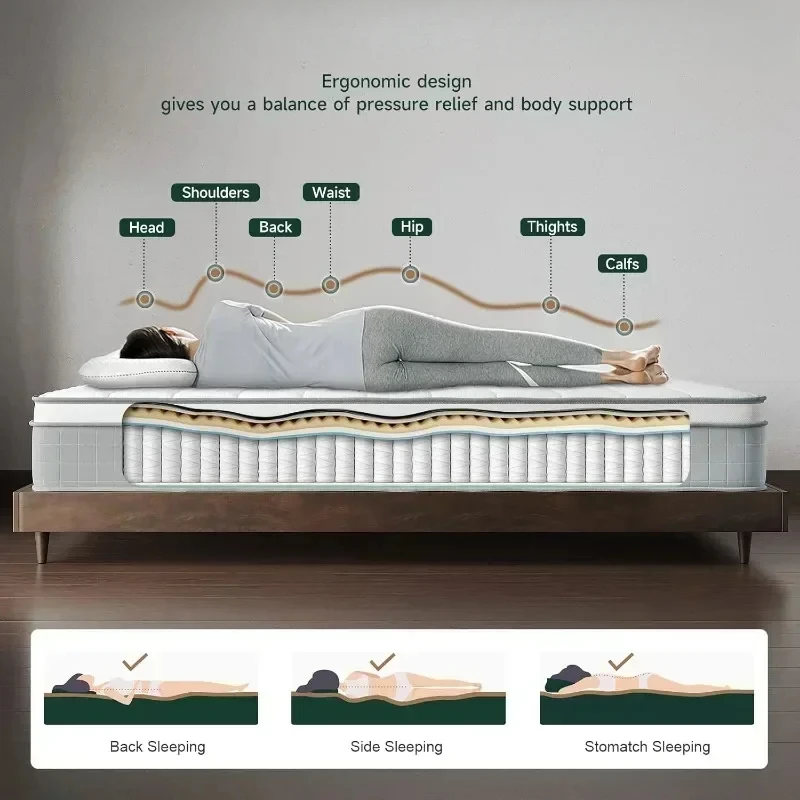 Полноразмерный матрас гибридный полный с внутренней пружиной в коробке