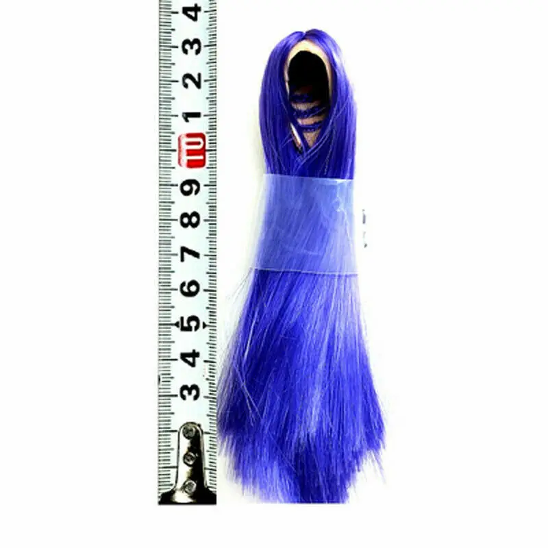 

Blue Long Straight 1/6th Female Soldier Head Carving Hair Set Hair Wig Model