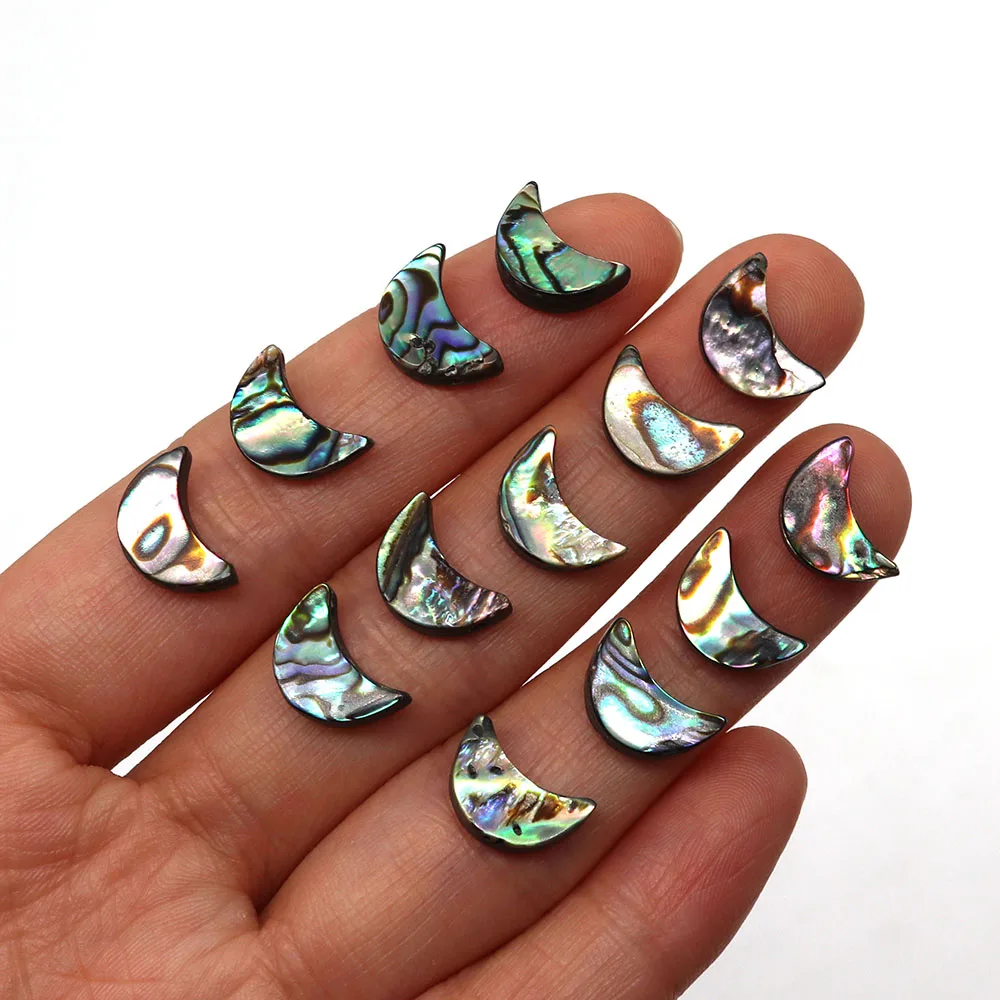 

8x12mm Moon Natural Abalone Bead Charm DIY Fashion Making Bracelet Necklace Earrings Women Gift Accessories Beads 5 Pack