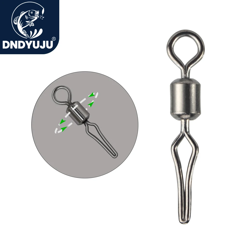 

DNDYUJU 50pcs Barrel Bearing Rolling Swivel Solid Ring with Side Line Clip Swivel Fishing Swivels Fishing Lure Hooks Accessories