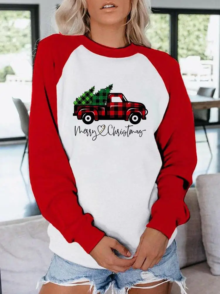 

Женская футболка с рисунком в клетку, с рукавом реглан