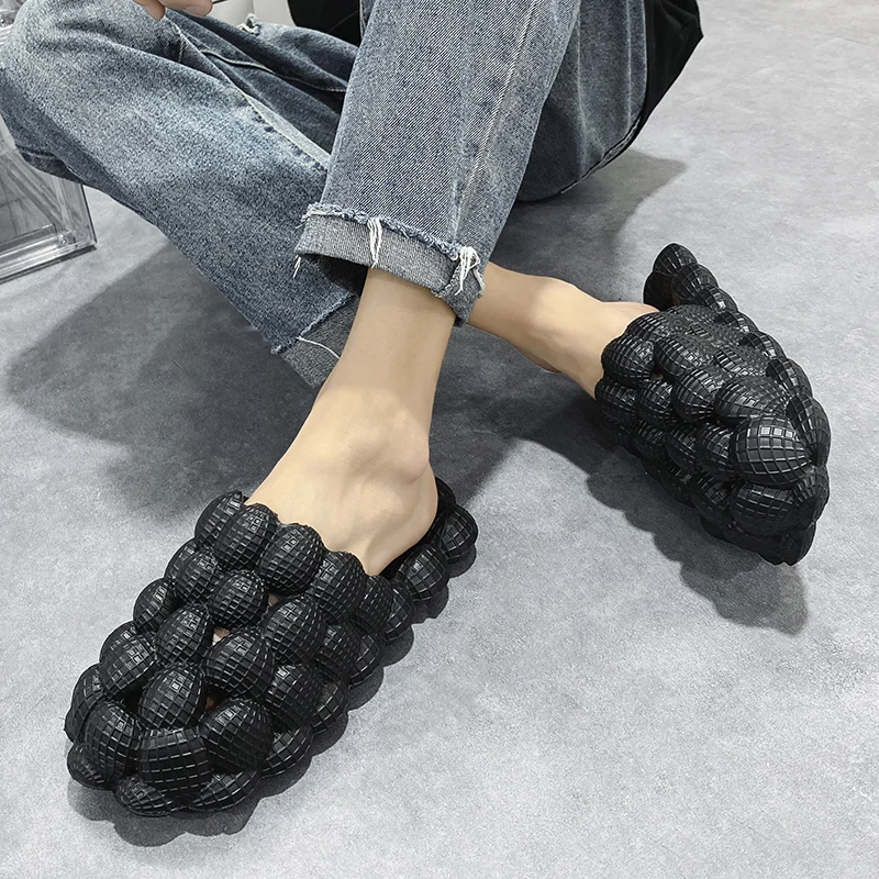 

Шлепанцы с подвесками для мужчин и женщин, пляжные сандалии-пузыри, тапки для дома, на платформе, мяч-пузырь, Размеры 35-48, лето 2022