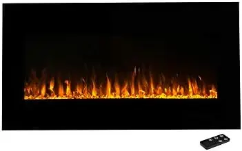 

-Устанавливаемый камин светодиодный Fire Flame с дистанционным управлением u2013 Регулируемый цвет пламени, яркость и нагрев (черный)