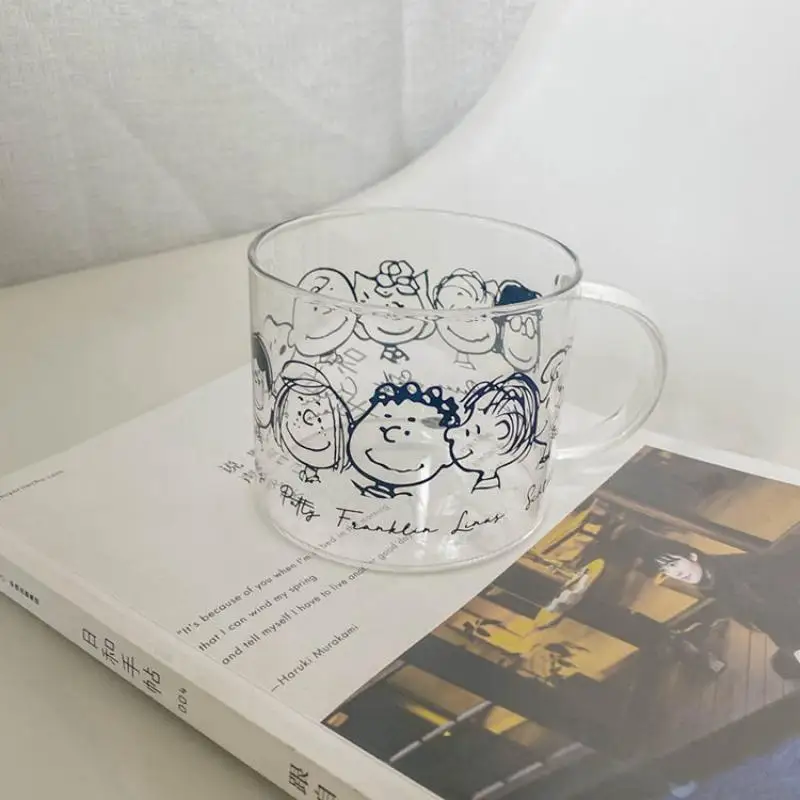 

Hellokittys Kawaii Anime Sanrio Glass Cup Cute Cartoon Snoopys Kuromi Portable Milk Cup Juice Coffee Breakfast Cup Girl Gift
