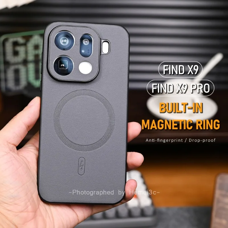 Фото Чехол для Oppo Find X9 Pro, стильный однотонный кожаный чехол с магнитной застежкой, приятный для кожи, для Oppo Find X 9, противоударный бампер, чехол-футляр №1
