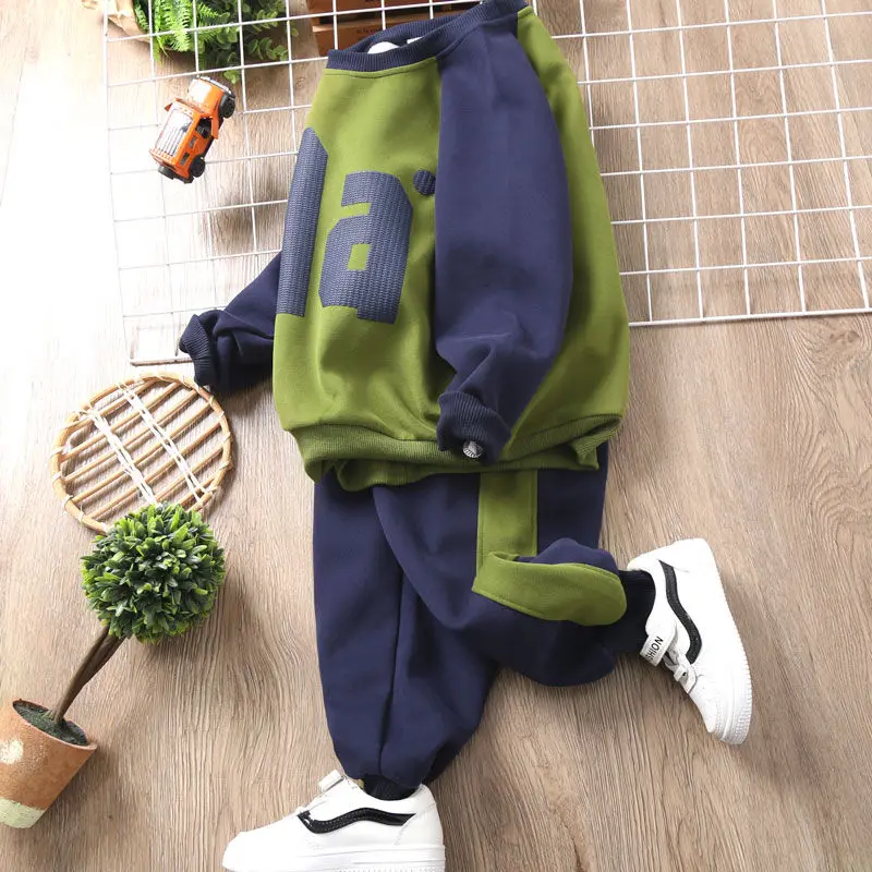 

2023 Children's Boys Handsome Sweatshirt Spring And Autumn Hoodie+Pants 2-piece Sets Boys Girls Outdoor Jogging Casual Wear Coat
