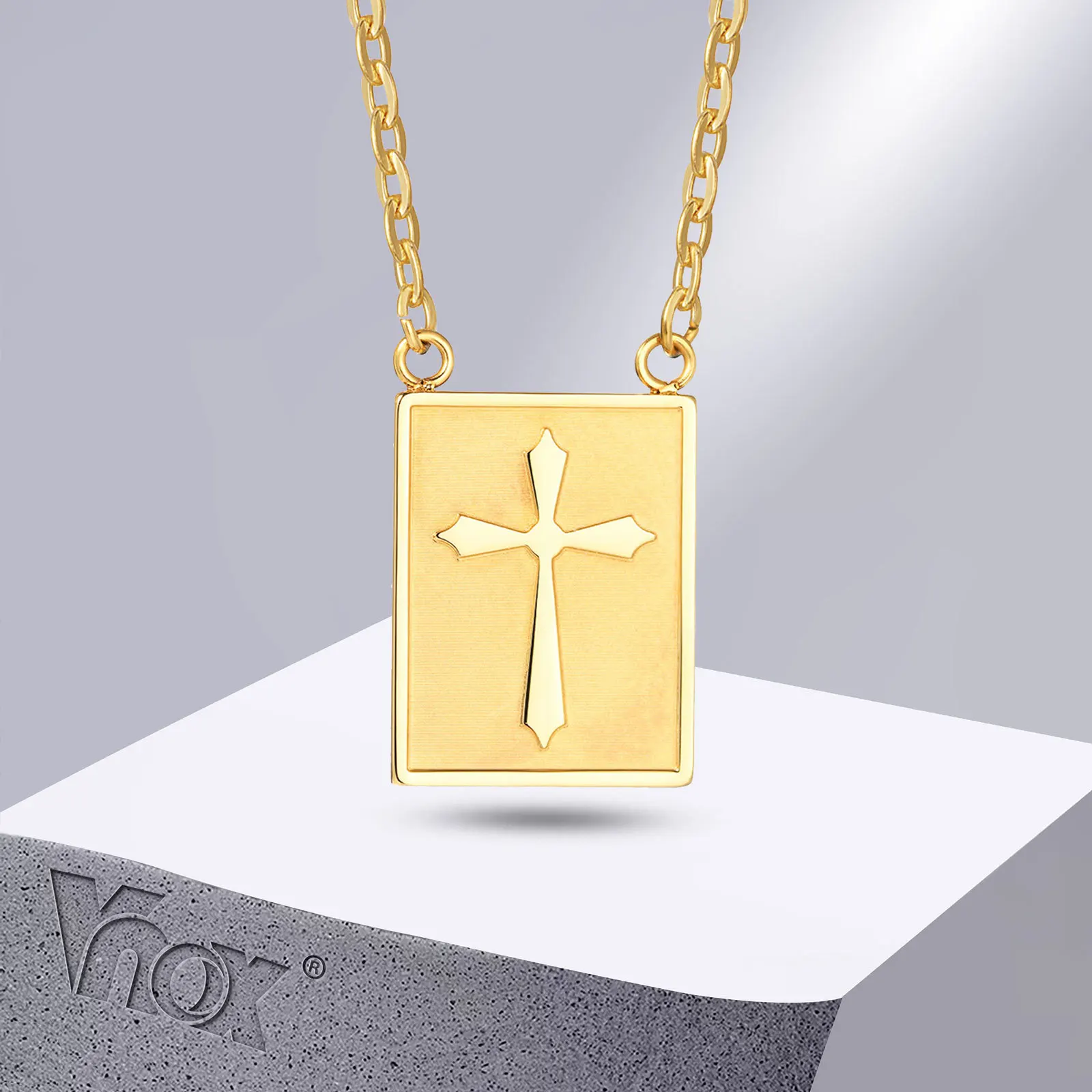 

Vnox Cross Pad Long Necklace for Men, Vintage Stainless Steel Hexagon David Star Sqaure Pendant, Religious Faith Jewelry