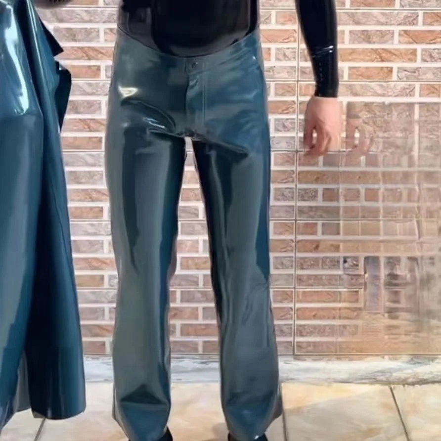 Мужской модный латексный резиновый костюм ручной работы с длинными рукавами