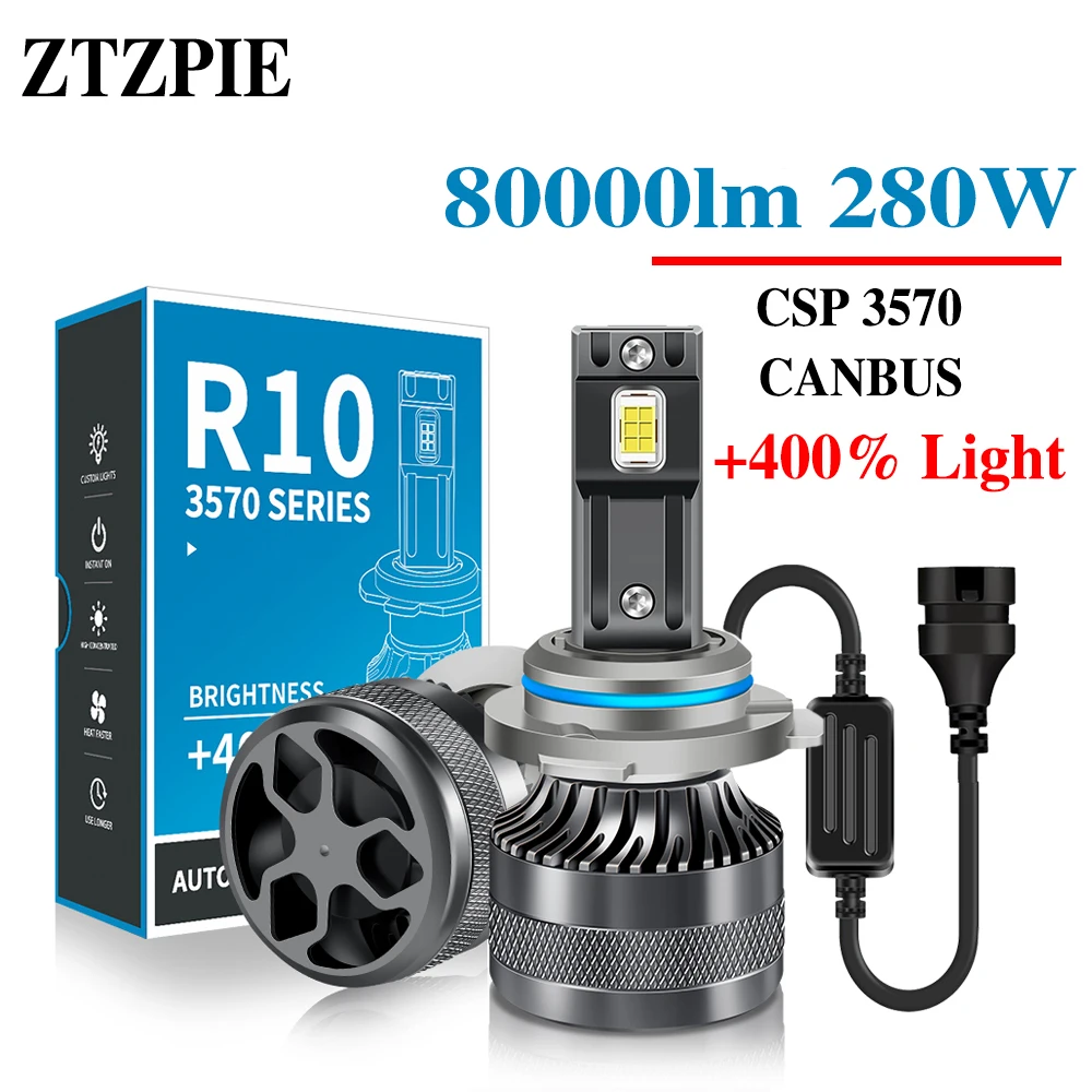 Pure White 6000K 280W 80000LM H7 H4 H11 9005HB3 9006 HB4 H1 H3 9012 CSP 3570 EMC Canbus Led Headlight Bulb 2PCS Car Fog Light