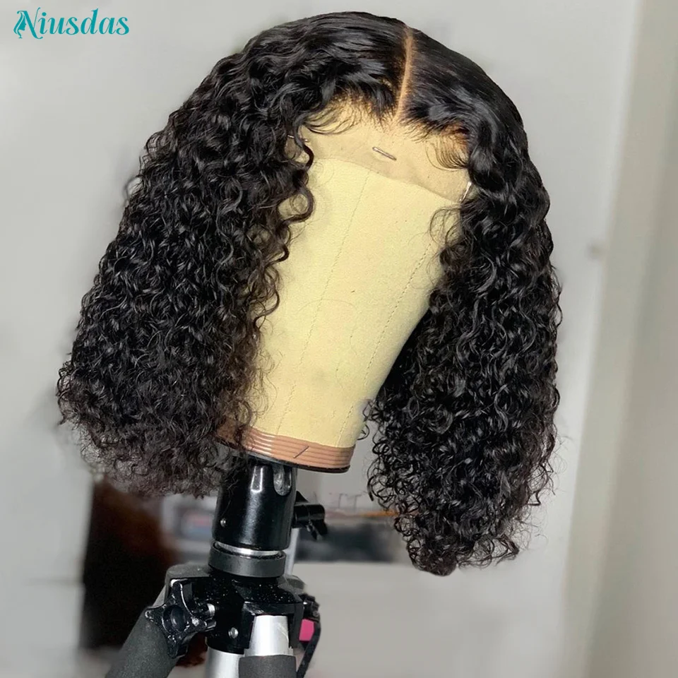 Brazilian Curly Human Hair Wig 4x4 Bob Wig Lace Front Human Hair Wigs for Women Pre Plucked Closure Wig 150% Density