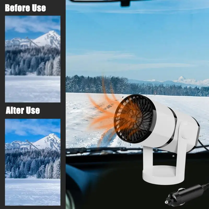 

12V 150W/24V 200W Portable Electric Car Heater Heating Cooling Fan Warmer Wind Defrosting Black ABS 2in1 Snow Demister Defroster