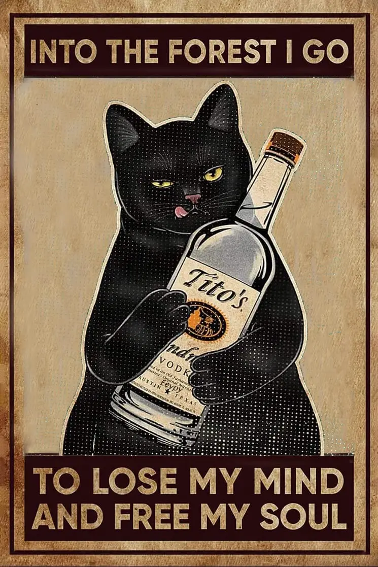 

Retro Metal Tin Sign,Cat Show Me Your Tito's Wall Poster Metal Tin, Retro Style, Funny Kitty, Home Bar Shop Decorations Coffee