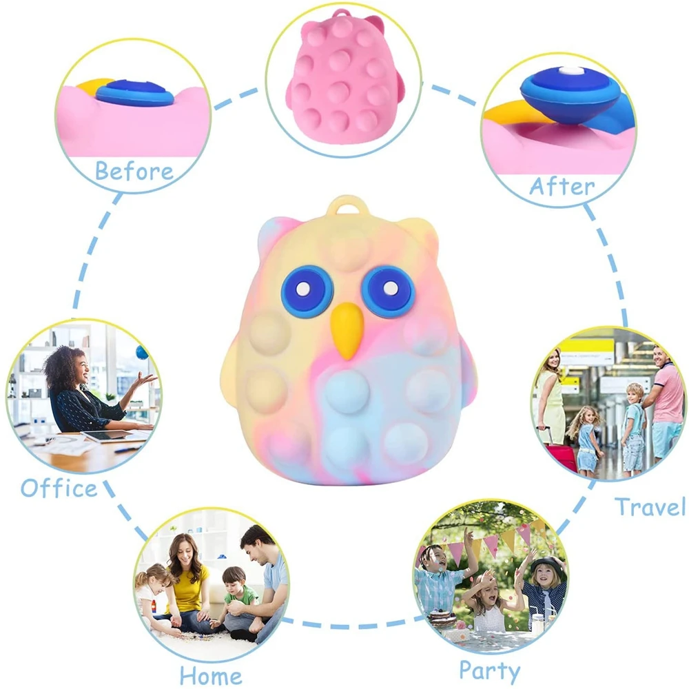Поп-фиджет-шар Сова Поппер-игрушки 3D антидавление сдавливаемый поп-шар