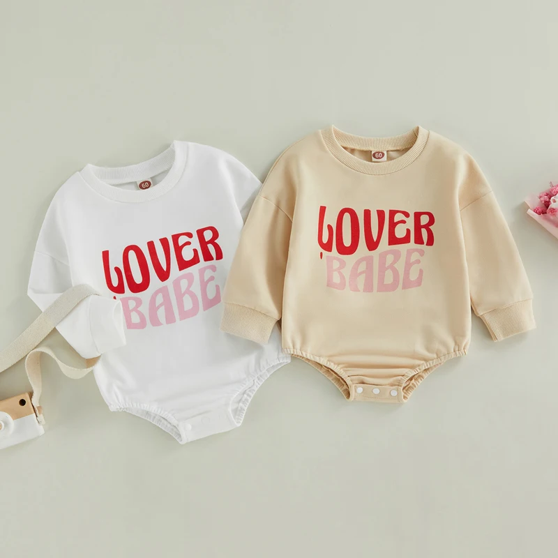 

Valentine's Day Outfit For Baby Clothing Girls Boys Letter Print Cotton Long Sleeve Toddler Spring Baby Jumpsuits For Newborn