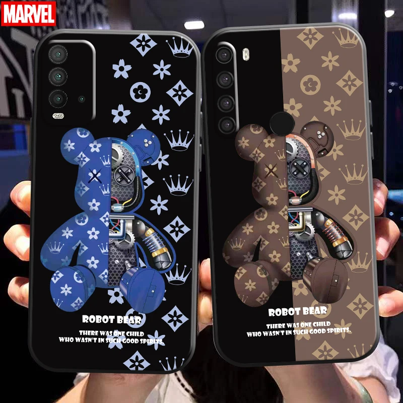 

Luxury Fashion Bear For Xiaomi Redmi Note 10 10S 9 9S 9T 5G 8 8T 7 Pro Redmi 10 9 9T 9AT 9C 8 8A Phone Case Soft Black Funda
