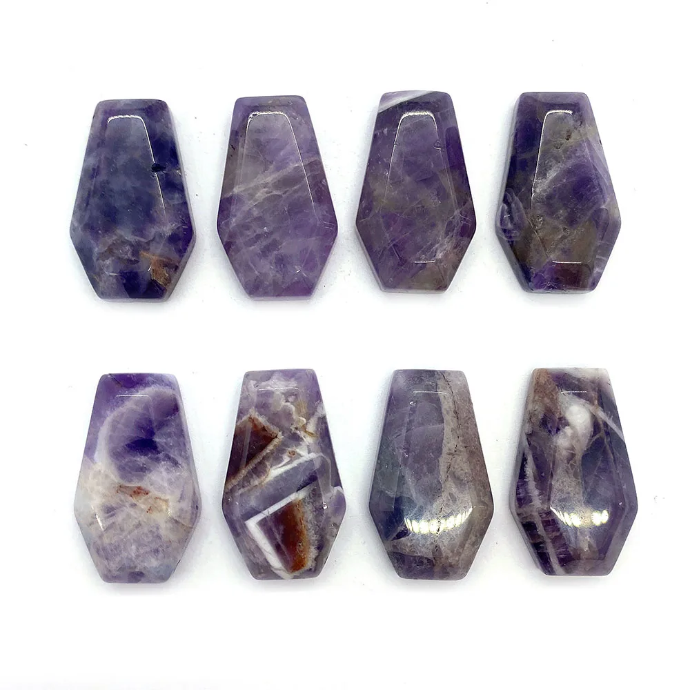 

2pcs/pack Vase Shaped Stone Cabochons Amethyst 18x30x8mm Natural Semi-precious Stone Charms DIY for Making Necklace Earrings