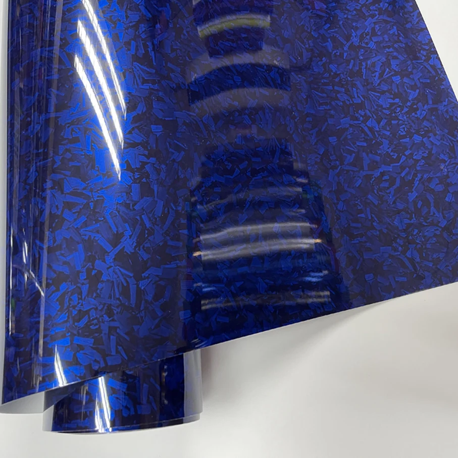 Высокоглянцевая синяя кованая пленка из углеродного волокна ПЭТ-покрытие Voiture