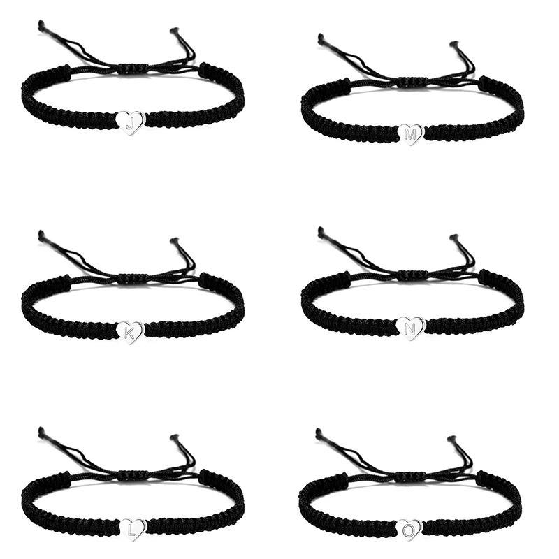 Браслеты с 26 буквами в форме сердца для женщин и мужчин