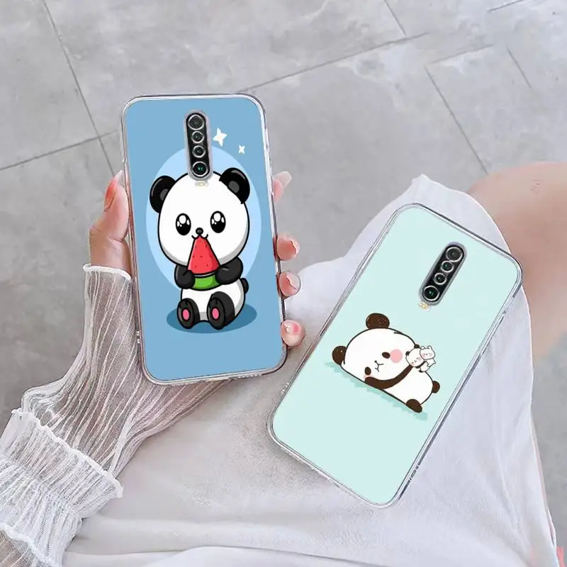 

Cute Panda Phone Case For Xiaomi 11 Redmi Note 11pro5G 8T 9S K30 10T 12SPro Ultra K40pro Transparent Case