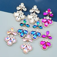 new sparkling multicolor rhinestone drop floral earrings womens earrings dinner wedding accessories fashion statement jewelry