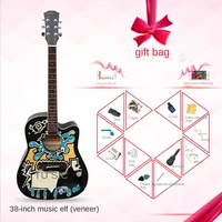 4138 inch acoustic guitar for travel knobs metal beginners adults kit with capo picks bag 6 steel strings guitarra for teens