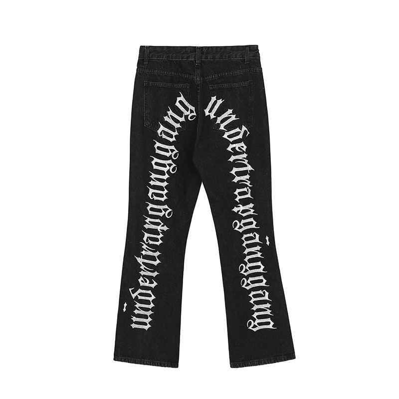 Ripped Hip Hop Hole Embroidery Jeans Men's Korean Oversize Straight Black Vibe Denim Trousers Loose Harajuku Retro Jean Pants