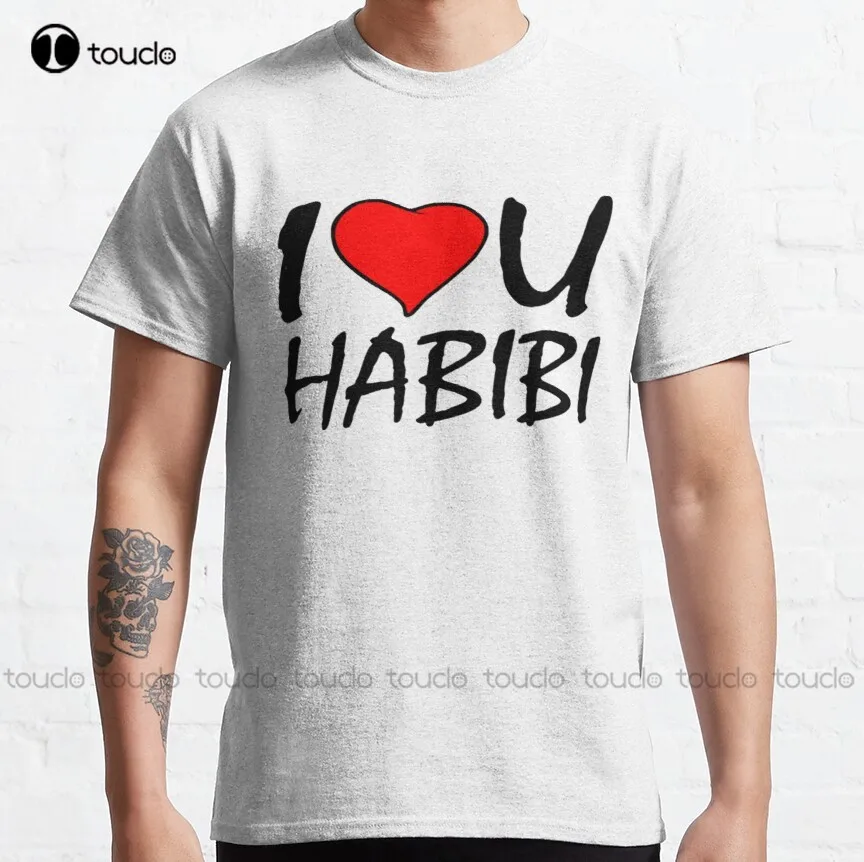 

I Love You Habibi Classic T-Shirt Mens Shirts Clearance Cotton Outdoor Simple Vintag Casual Tee Shirt Breathable Cotton Xs-5Xl