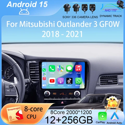 Автомобильное радио Carplay Android 15 для Mitsubishi Outlander 3 GF0W 2018-2021, 2din Multimidia, видеоплеер, навигация, головное устройство, стерео