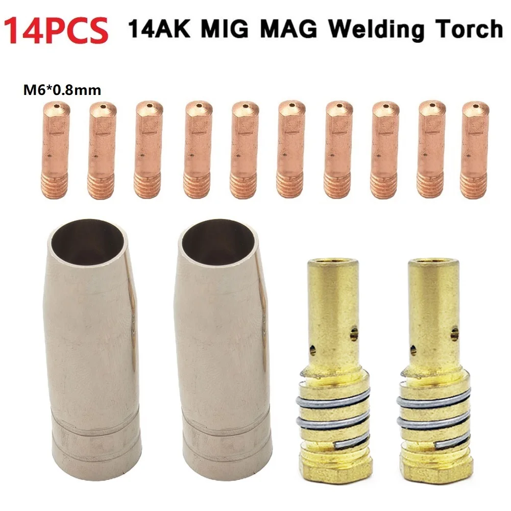 

14Pc MAG MIG 14AK Welding Torch Consumables Torch Gas Nozzle Tip Holder TIG Welding Torch Accessories