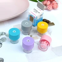 2022 fashion manual rotatable contact lens case candy color travel glasses lenses soaking box glasses clean care kit