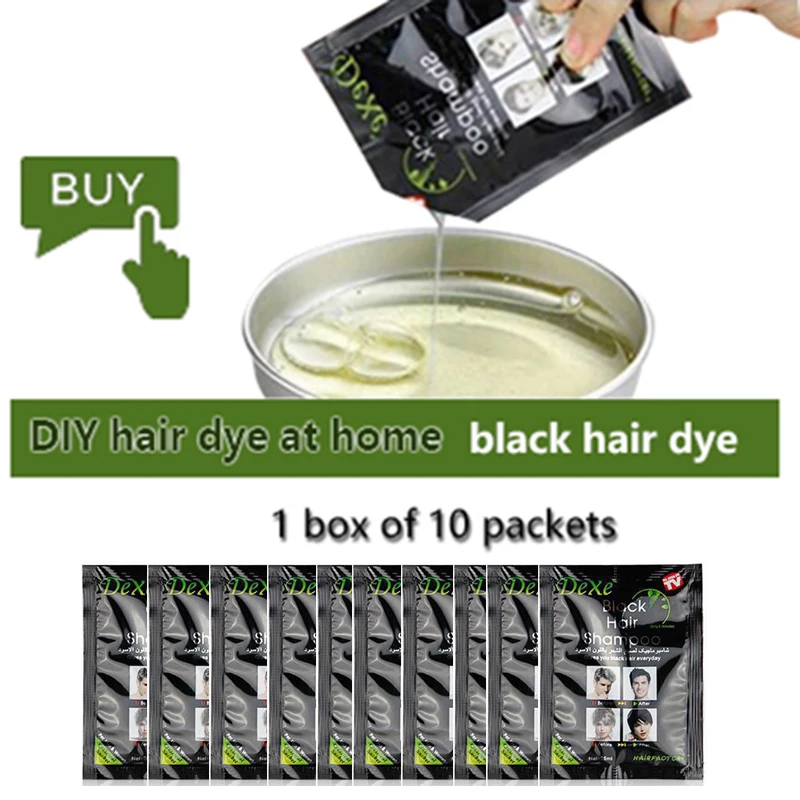 Dexe Black Shampoo Dye Hair Into Black Herb Natural Faster Dark brown Hair Restore Colorant cover gray White hair Treatment