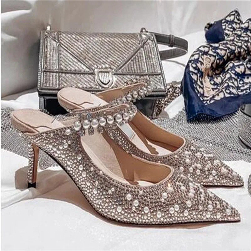 

Женские туфли без задника, заостренный носок, тонкий каблук, каблук 2-10 см, туфли-лодочки, размеры 34-40, летние сандалии, 36 цветов